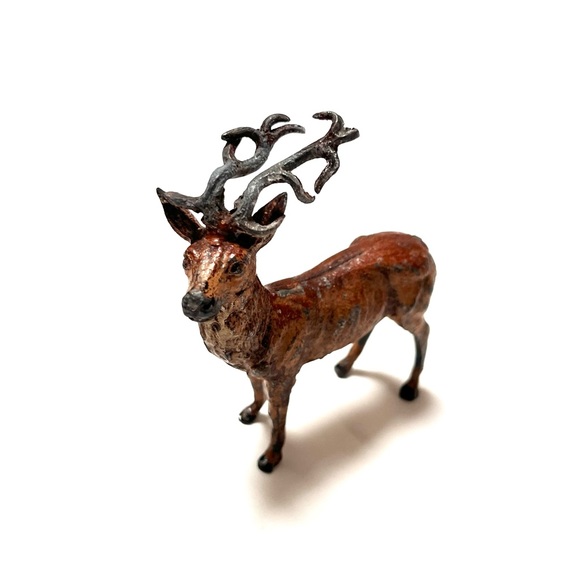 Vintage Cast Metal Reindeer Lead Antler Putz Germany - Picture 3 of 10